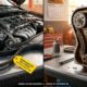 Comparativa visual entre un motor con correa de distribución de goma (izquierda) y un motor con cadena de distribución metálica (derecha) en un taller mecánico